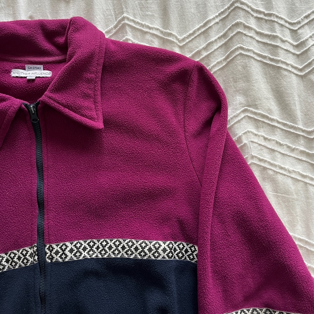 80s Inspired Multi-Coloured Fleece Zip Up